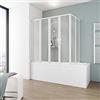 Schulte parete per vasca da bagno 2 x 104 x 140 cm, colore alpino bianco, 2 x 3 ante, vetro polistirolo acrilico 3 mm, cabina doccia chiusa per vasca, guarnizione inclusa