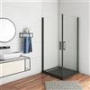 AICA Box doccia angolare doppie porte apertura a battente vetro trasparente anticalcare 8mm profilo nero opaco doccia a filo pavimento 80x80x200cm