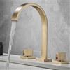 ZPSPZ Rubinetto Lavabo 3 Fori Cascata Rubinetto per Lavabo Ottone Miscelatore Lavabo Bagno 3 Fori-Oro Spazzolato