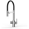 VIZIO Rubinetto cucina 5 vie ACCIAIO INOX lucido per sistemi acqua gasata/aromatizzata e filtro depurazione - canna acqua filtrata girevole e doccia 2 getti movibile per acqua di linea (Nero)