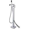 BiaoTeng Rubinetto Per Vasca Da Bagno Da Terra Cascata cromo ottone Attacco a muro acqua calda e fredda Miscelatore Vasca Da Bagno Freestanding, cromo