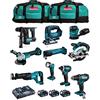 JG todotaladros MAKITA Kit MK1001 (DDF482 + DHR171 + DGA504 + DTD152 + DJV182 + DSS610 + DJR186 + DBO180 + DTM51 + DML802 + 3 Batterie 5,0 Ah + Caricabatterie + 2 x LXT600)