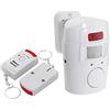 Qiaohome Allarme con sensore di movimento a infrarossi, antifurto, con 2 telecomandi, adatto per casa, garage, negozi