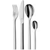 WMF Nuova - Set di posate per 1 persona, 4 pezzi, coltello monoblocco, acciaio INOX cromato lucido, lavabile in lavastoviglie