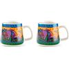 Egan Set 2 Tazze caffè Collezione Laurel Burch Jungle Song. Oggetto Realizzato in Porcellana di Colore Giallo e Multicolore. Dimensione: 8,5X12,6 cm. La referenza è PLB21J/2G