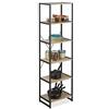 Relaxdays Scaffale in Legno Stile Industrial, Libreria con 6 Ripiani HLP: 180x50x35cm in Rovere/Metallo, Marrone