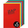 Clairefontaine 3354C Quaderno Collato Zap Book, 160 Fogli Carta per Schizzi 100% riciclata, A4 21x29.7 cm 80g, Copertina colori assortiti, Pacco di 5 Quaderni