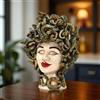 Ceramiche di Caltagirone Sofia Testa Medusa h 40 cm — Madreperla, Labbra Rosse | Ceramica Caltagirone - 40 cm / Linea Medusa