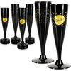 com-four® 16x bicchieri da champagne riutilizzabili - flute da champagne in plastica nera e impilabile per feste, campeggio e viaggi - bicchieri da champagne riutilizzabili [la selezione varia]