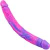 hainuo Dildo gigante realistico a doppia testa da 32,5*3,8 cm per donna, in silicone, rosa e viola, modello Fantasy a doppia testa, pene allungato XL, stimolazione del punto G e dildo anale, sex toy lesbico