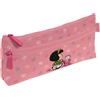 Grafoplás - Astuccio Mafalda Baby Cart, piatto, 2 tasche, 23 x 10 cm, scomparti con cerniera, maniglie facile apertura, materiale scolastico e come regalo, Rosa, 23x10x4cm, Astuccio scolastico piatto