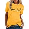 heekpek Maglietta Manica Corta Donna Amore T-Shirt Cotone Maglietta Elegante Donna Casual T-Shirt Estiva con Girocollo Modello Vintage ModaT-Shirt Manica Corta Camicia, B-Giallo, S