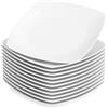 MALACASA, Series Julia, Servizio di Piatti in Porcellana Piatti da Dessert 12 Pezzi Avorio Bianco 20,3 cm Quadrato Dessert Piatto Snack Insalata (16.7 * 16.7 * 2 cm)