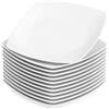 MALACASA, Serie Julia, Servizio di Piatti Set 12 Pezzi 26,7 cm Avorio Bianco Square Piatto da Portata in Porcellana, Confezione da 12 (23.5 * 23.5 * 2 cm)