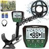 OMMO Metal Detector per adulti, 6 modalità con modalità gioielli, stelo regolabile 70-125 cm, alta sensibilità, forte anti-interferenza, display retroilluminato, bobina impermeabile IP68, metal