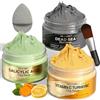 ulluxe Set di maschere di argilla - Maschera di argilla alla curcuma e vitamina C, maschera di fango del Mar Morto e acido salicilico per la pulizia dei pori, punti neri e schiarimento