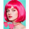 PORSMEER Parrucca e occhiali da sole 30,5 cm, capelli corti a caschetto, lisci, colorati, con frangia, per donne, per Halloween, cosplay, feste, turismo (rosso pesca)