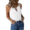 JXXYWYZ Canotta casual estiva da donna Canottiere basic senza maniche con scollo a V Canottiere larghe estive Camicie a tunica Canotta scavata da donna Top casual Canotta casual con doppia spalla cava sexy