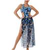 SUIBOZ Set bikini da donna con copricostume da bagno e pareo anteriore incrociato top bikini e slip da bagno a vita alta costumi da bagno 3 pezzi costumi da bagno controllo pancia costumi da bagno, #03 Blu