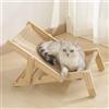 Whrcy sedia a sdraio per gatti in sisal,sdraio per gatti In Legno Con Cuscinetto In Sisal Rimovibile, Sedia Da Spiaggia Regolabile Per Animali Domestici Per Gatti Interni All'aperto,33,8 x 37,0 x 50,9 cm