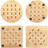 meukcez Sottopentola in Bambù Naturale Set di 4, Antiscivolo e Resistenti al Calore, Sottopentola Legno 15cm Design Elegante per Cucina, Adatti per Piatti Caldi, Pentole e Padelle, Forme Quadrate e Rotonde