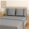 Corredocasa Completo Letto Matrimoniale Maxi 270x300 cm 100% Puro Cotone Naturale Lenzuolo Sotto Retto Senza Angoli+Sopra+2 Federe Made in Italy Morbido, Traspirante, Anallergico(Grigio Chiaro)