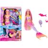 Barbie - Malibu Sirena, bambola con capelli rosa e accesory per lo styiling, funzione cambia colore in acqua, cucciolo di delfino incluso, giocattolo per bambini, 3+ anni, HRP97