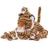 MorisMos Tigre Peluche Gigante, 50cm Mamma Peluche Tigre con 3 Kawaii Tiger Bambini, Giocattolo di Peluche Grande Morbido Animali di Peluche Regalo per Bambino Ragazzi Ragazze Natale Compleanno