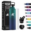KollyKolla Borraccia Acciaio Inox 1 litro, Bottiglia Termica Senza BPA & Perdite, Borraccia Termica con Cannuccia, Riutilizzabile, per Ufficio, Sport, Ciclismo, Lavoro, Palestra, Gym, Corsa