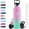 KollyKolla Borraccia Termica 500ml, Borraccia Termica Bambini con Cannuccia, Bottiglie Isolate a Doppia Parete Riutilizzabile, senza BPA, Bottiglia Termica a prova di perdite, per Bambini, Scuola, Campeggio