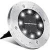 BrizLabs Luci Solari Giardino Esterno, BrizLabs 8 LEDs Luce Sepolta Lampada Solare da Esterno Bianco Faretti Led Solari Impermeabile Luci Terra Giardino per Prato Vialetto Scala Paesaggio, 1 Pezzi