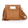Le Corone Bags Borsa Mini Quadrella a tracolla in pelle con frange