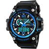 SKMEI Orologio sportivo digitale da uomo, 50 m, impermeabile, con schermo a LED, cronometro, sveglia, orologio da polso, Blu, Digitale