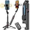 Retoo Selfie Stick Bluetooth Treppiede Estensibile Lampada 3 in 1 fino a 110,5 cm Telefono Cellulare Treppiede Telescopico Supporto Telefono Cellulare Telecomando Senza Fili per Smartphone Angolo di