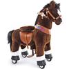 PonyCycle Modello U Cavallo Giocattolo Cavallo con Ruote Per Bambini Peluche Pony Animale Cavalcabile (con Freno e Suono, Altezza 76 cm, Taglia 3 per 3 - 5 Anni) - Cavallo Cioccolato Ux321