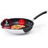 Coolinato, padella antiaderente rivestita da 28 cm in acciaio inox, padella per fornello a gas, vetroceramica, induzione, forno, elettrico