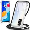 Oelrstfe Cover con Cordino per Xiaomi Redmi Note 11/Note 11S, Trasparente Silicone Custodia con Regolabile Collana Laccio Tracolla, Antigraffio Proteggere Case Corda per Redmi Note 11, Nero