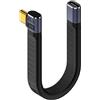 QIANRENON Cavo corto da 40 Gbps USB 4.0 C a spina angolare 90° 240 W USB 4.0 Type C ad angolo retto PD cavo di ricarica veloce, per smartphone Thunderbolt 4, 14 cm (curva laterale)