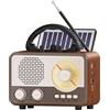 Caulikine Radio Portatile Vintage FM/AM/SW Cassa Bluetooth Retrò Regalo Uomo Radio Solare Altoparlante Bluetooth con Supporto Telefono Decorazione Casa Idee Regalo per Donna,Papà Compleanno