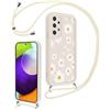 Vxinvnoi Cover Cordino per Samsung Galaxy A52 5G 6,5, Aesthetic Fiori Disegni Ragazze Custodia con Corda Collana Tracolla Laccio, Sottile Silicone TPU Bumper Antiurto Case per Samsung A52, Beige