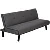 HOMCOM Divano Letto Singolo con Schienale Regolabile su 3 Livelli e Seduta Imbottita, Divano 3 Posti in Velluto di Ghiaccio, Legno e Metallo, 170x76x72.5 cm, Grigio