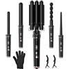 Onftrym Ferro Arricciacapelli 5 in 1,Multifunzione Arricciacapelli Set con Display LCD e Temperatura Regolabile 160-230℃,Piastra Onde Per Capelli Ceramica,Piastra Capelli Ondulati con Guanto e 2 Clip