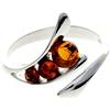 SilverAmber Jewellery Anello moderno in argento sterling e ambra baltica autentica - GL414, one size, Argento, Ambra