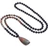 COAI Collana Mala 108 Grani di Onice e Diaspro Picasso, Collana Rosario da Uomo e da Donna con Perline di Pietre Dure Naturali Annodate a Mano
