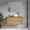 DEGHI Mobile bagno sospeso 100 cm 2 cassetti rovere acero cannettato con top e specchio - Nosybe