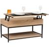 DEGHI Tavolino contenitore sollevabile 95x51h cm effetto rovere e acciaio nero - Emyl