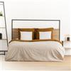 DEGHI Testata per letto matrimoniale 165x120h cm in acciaio nero ed effetto rovere - Emyl