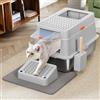 BAKAJI Lettiera per Gatti XXL con Base in Acciaio e Sportellino Bloccabile, Pedana Anti Sabbiolina, Paletta per Raccolta con Contenitore e Tappetino Antisporco, Capacità 35 Litri, 60 x 40 x 38.5 cm
