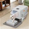 BAKAJI Lettiera per Gatti XXL con Base in Acciaio da 35 Litri e Pedana Anti Sabbiolina, Filtro al Carbone Anti Odore, Sportellino Trasparente, Paletta con Contenitore, Tappetino Antisporco 60x40x39 cm