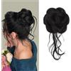 XFSRG Coda Capelli Extension con Clip ad Artiglio Naturale Chignon Facile Disordinato Ricci Ondulati per Donne Ragazze(Nero naturale)